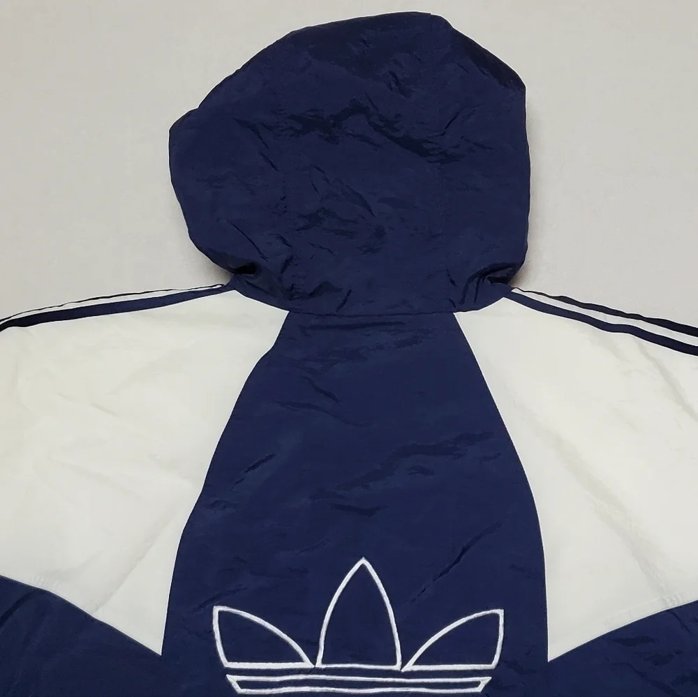 VINTAGE 90s Adidas Blue White Trefoil Logo Insulated Puffer Jacket Parka XL